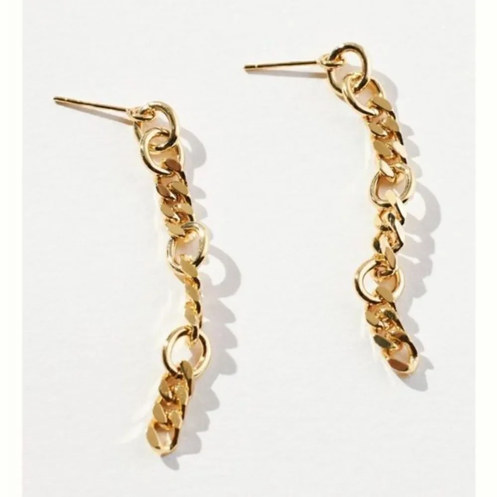 New Anthropologie x Cloverpost Jaden 14K Gold Chain Earrings